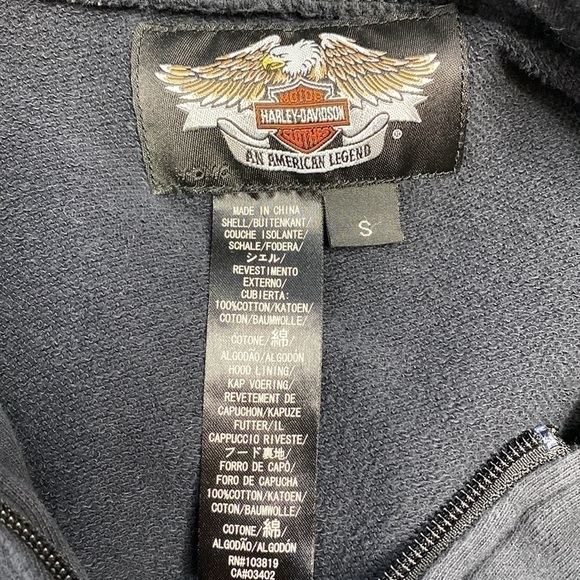 Harley Davidson Full Zip Black Hooded Sweatshirt Size Small - Picture 3 of 5